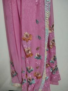 Pink Embroidered Saree with Blouse