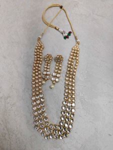 Elegant Pearl & Kundan Necklace Set