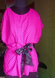 Pink Polka Dot Tie Top