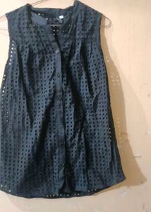 Stylish Sleeveless Eyelet Top