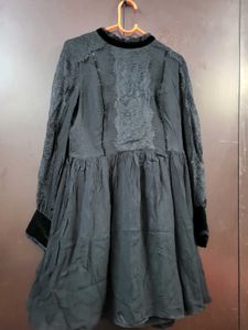 Chic Black Lace &amp; Chiffon Dress