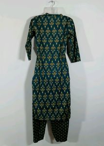 Sea Green Printed Kurta Set (Women)