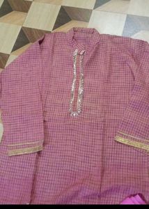 Pink Checkered dress material