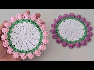 Handmade Tulip Crochet Coasters (Set of 4)