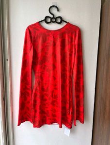 Red Floral Long Sleeve Mini Dress