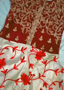 Embroidered Golden Red Gawn