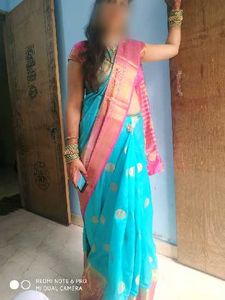 Elegant Blue &amp; Pink Saree