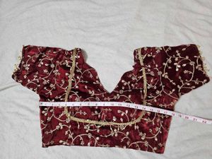 Fully Stitched Maroon Embroidered Blouse