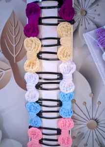 Crochet Bow Hair Pins (set of 4)
