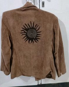 Brown Corduroy Blazer with Sun Design