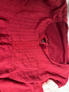 Red Embroidered Flared Kurta❤️