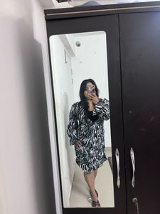 Chic Zebra Print Wrap Dress