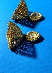 Golden Oxidised Big Jhumkas