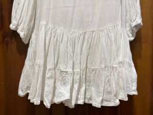 White Ruffled Tiered Tunic Top