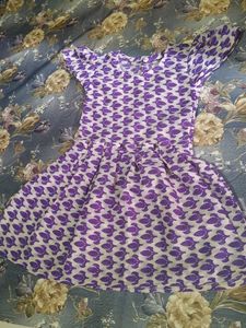 Purple Patterned Fit & Flare Dress