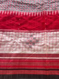BLACK RED &amp; WHITE COTTON SAREE