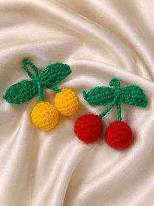 Crocheted Cherry Keychain