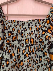 Animal Print Smocked Crop Top