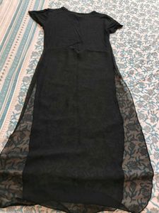 Chic Black Sheer Overlay Tunic Top