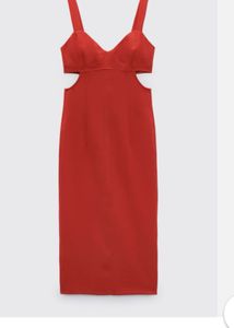 ZARA Red Cut-Out Midi Dress