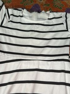 Striped Dress with Denim Shrug
