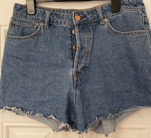 H&M High Waist Vintage Denim Shorts Button Fly