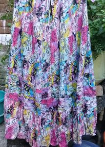 Vibrant Abstract Print Tiered cotton Skirt