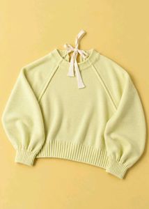 PALE LIME RIBBED TIE-NECK SWEATER