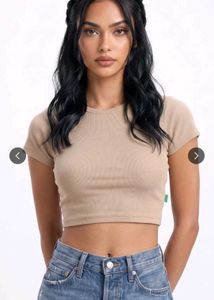 Cute Ribbed/Mustard-Brown Top 🤎