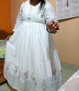 Elegant White Anarkali Kurti