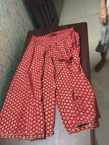 Elegant Red & Gold Printed Palazzo Pants