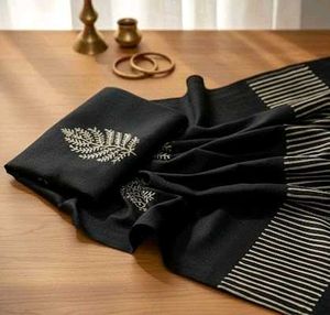 Kashmiri Silk Black Saree