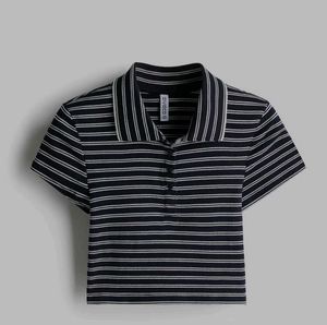 H&M Striped Polo Crop Top