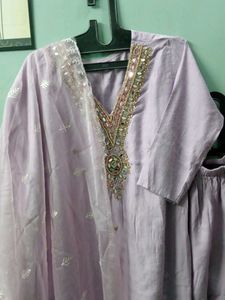 Elegant Lavender Kurta Set with Dupatta M size