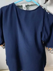 Navy Blue Printed Kurta