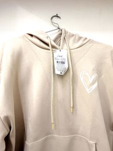 Shein Cream Hoodie with Heart Graphic
