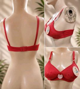 Red Embroidered Bra