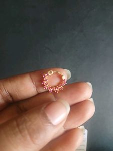 Beautiful Hoop Nosepin with Pink Stones