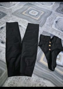 Chic Black High-Waisted Trousers & Top Set