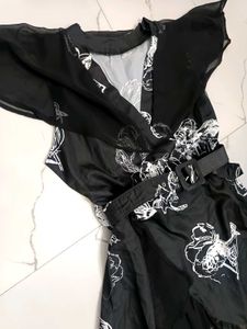 Maxi In Black Colour With White Flower 🧿