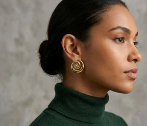 Chic Gold Spiral Swirl Earrings