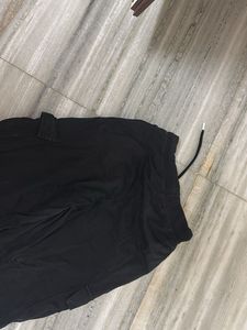 Black Cargo Pants with White Accents