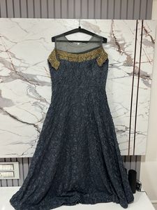 Heavy Golden Blue Embellished Ethnic Gown
