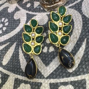 Gold plated stone earrings