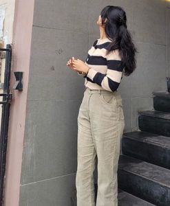 Striped Button-Up Knit Cardigan