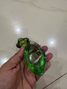 Set of 2 Green Glass Candle Holders