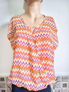 Vibrant Zigzag Print Top 40"- 42"