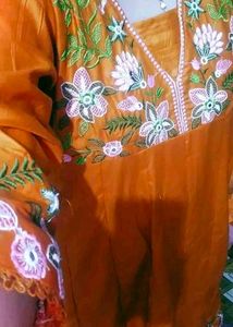 Pakistani lace work embroidery design A line Anark