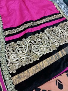 Elegant Pink &amp; Black Embroidered Kurta