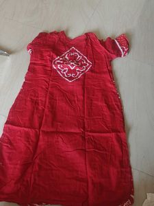 Red Bandhani Print Kurta